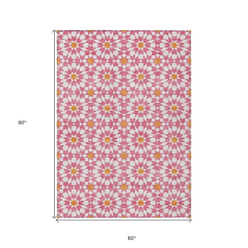 HomeRoots Floral Medallion Transitional Rectangle Outdoor Rug