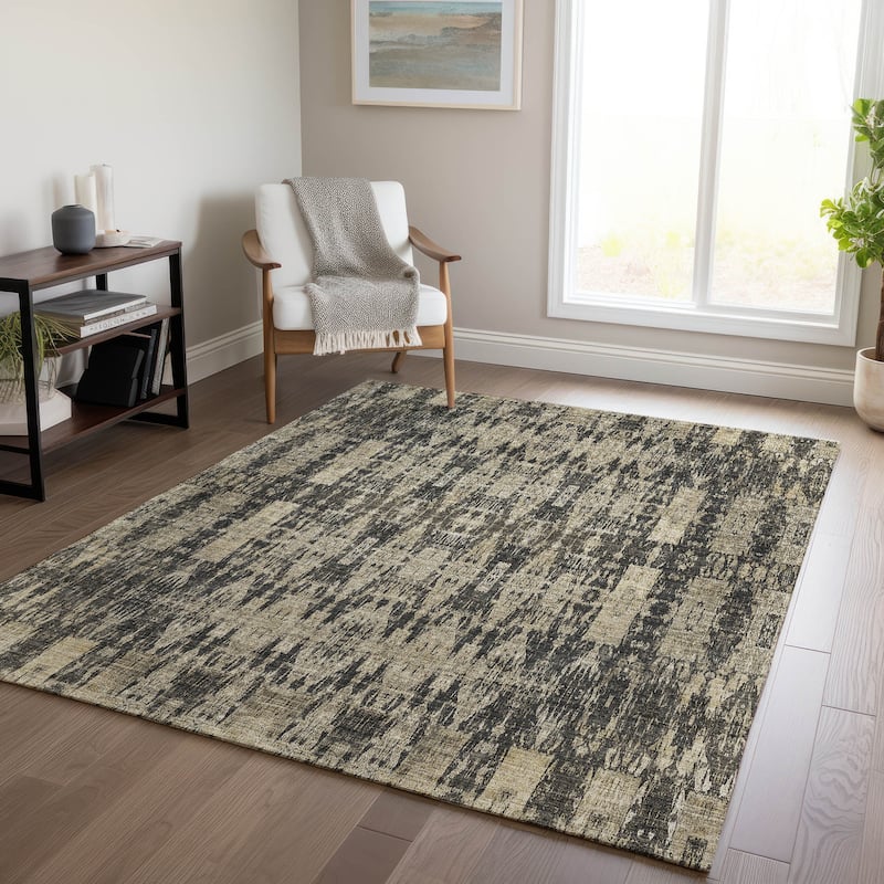 Machine Washable Indoor/ Outdoor Chantille Moroccan Boho Rug - Black - 2'6" x 3'10"