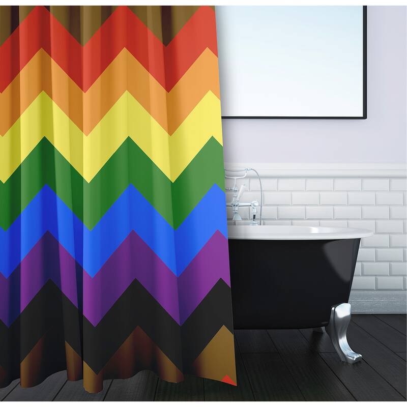 Inclusive Pride Flag Durable Poly Shower Curtain
