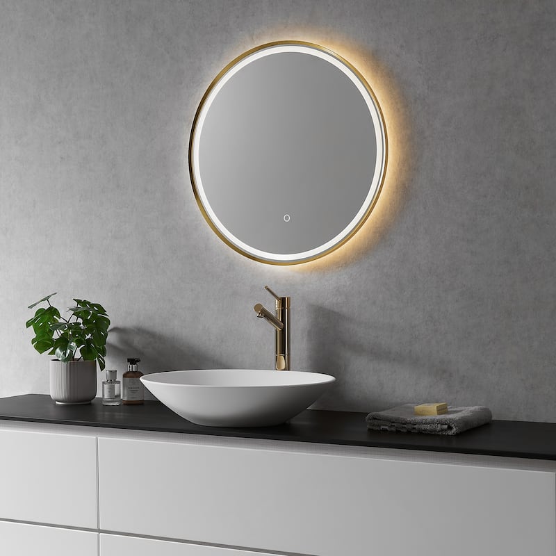 Altair Palme Round Framed Bathroom LED Lighted Wall Mirror