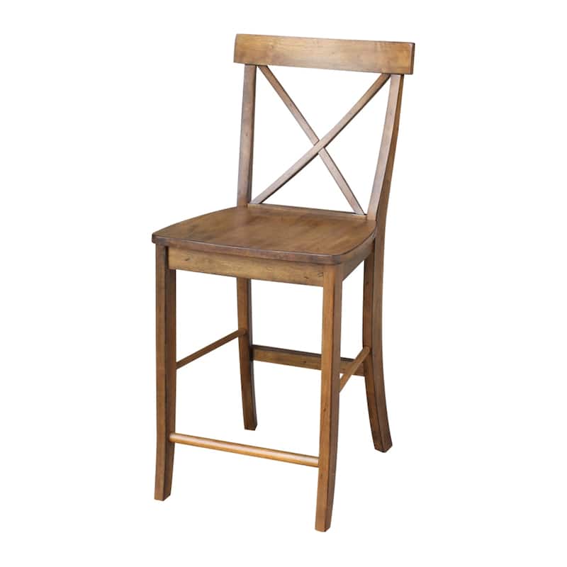 30" Round Counter Height Table with 2 X-Back Stools - 3 Piece Set