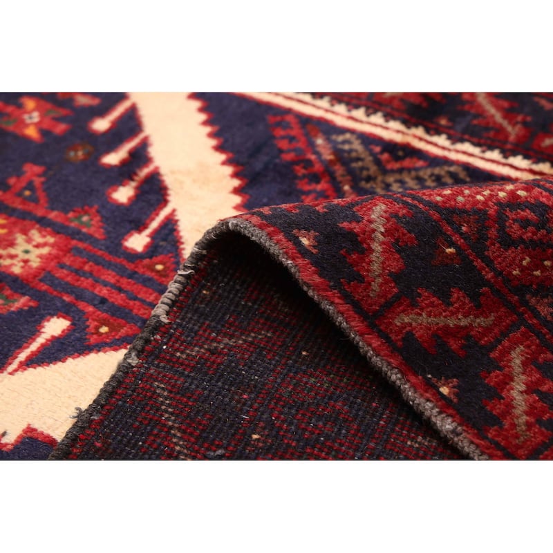 ECARPETGALLERY Hand-knotted Baluch Cream, Red Wool Rug - 3'3 x 5'11