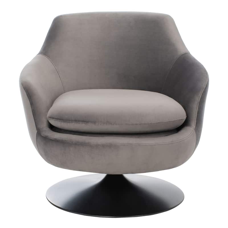 SAFAVIEH Couture Kristell Velvet Swivel Accent Chair - 31.1" W x 32.3" L x 29.5" H - 31Wx32Dx30H - Dark Grey/Black
