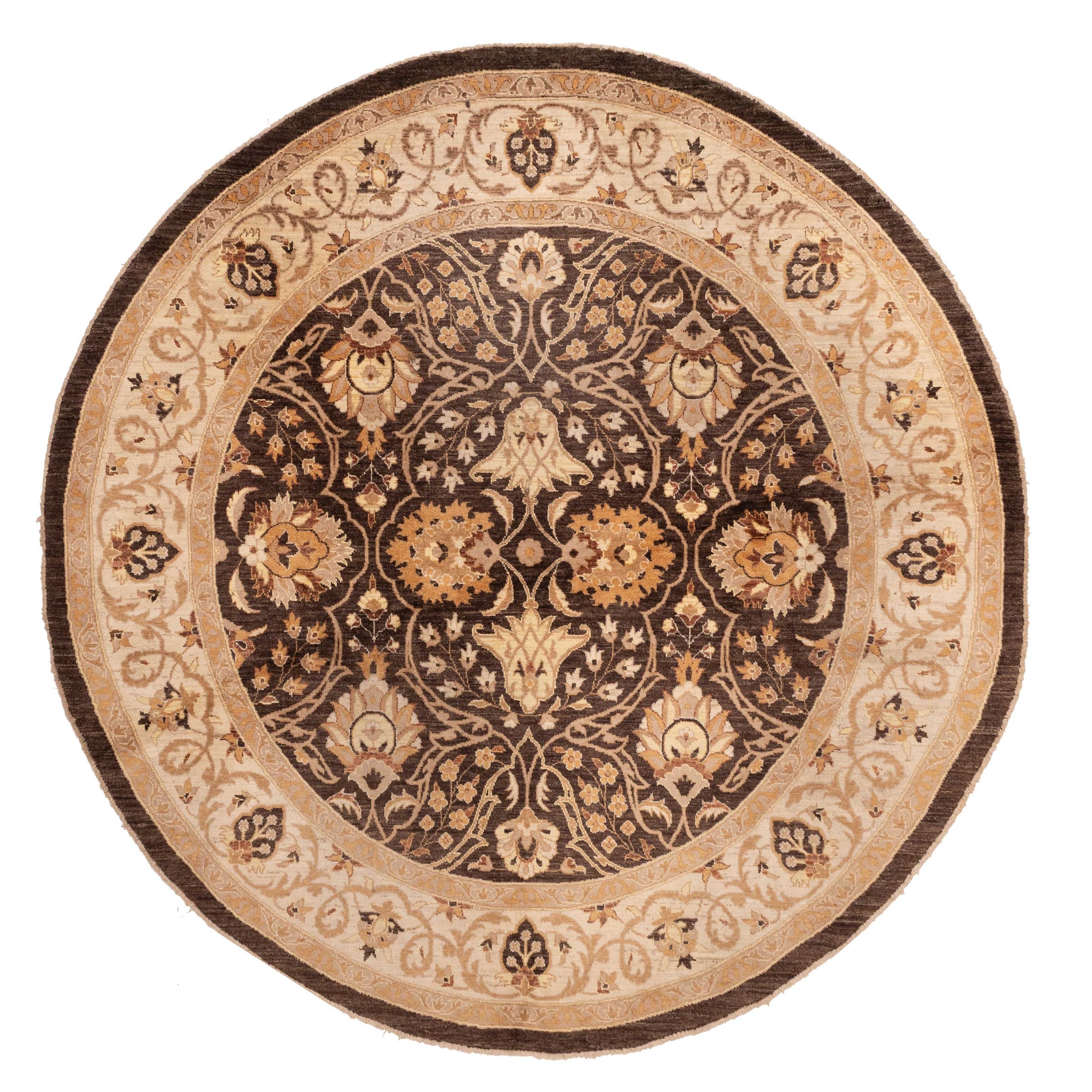 ECARPETGALLERY Hand-knotted Peshawar Oushak Dark Brown Wool Rug - 9'2 x 9'2