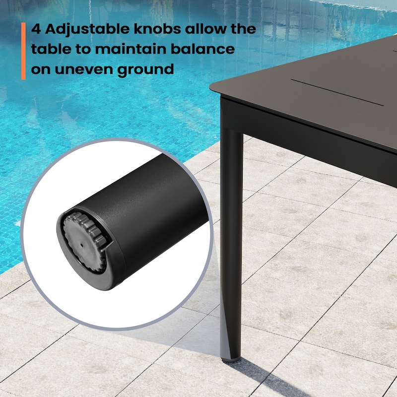 7/9PC Outdoor Aluminum Expandable Patio Dining Sets Extension Table with Rattan Chair