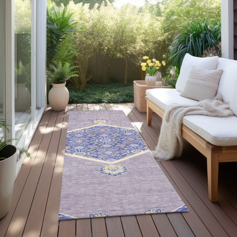 Machine Washable Indoor/ Outdoor Traditional Chantille Rug - Lavender - 2'3" x 7'6"