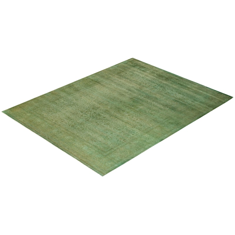 Fine Vibrance, One-of-a-Kind Hand-Knotted Area Rug - Green, 7' 10" x 10' 2" - 7' 10" x 10' 2"