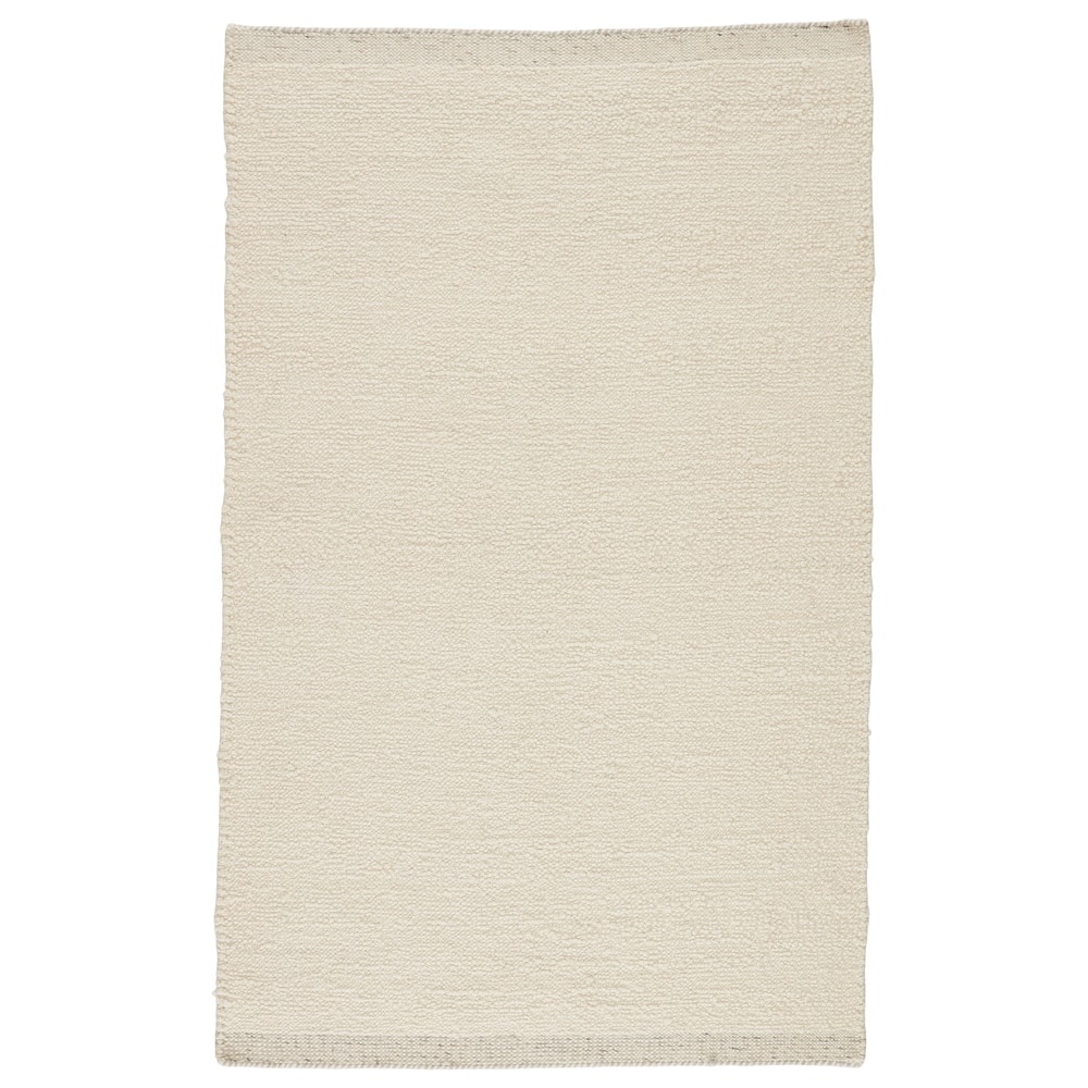 Jayda Handmade Solid Cream/ Light Gray Area Rug