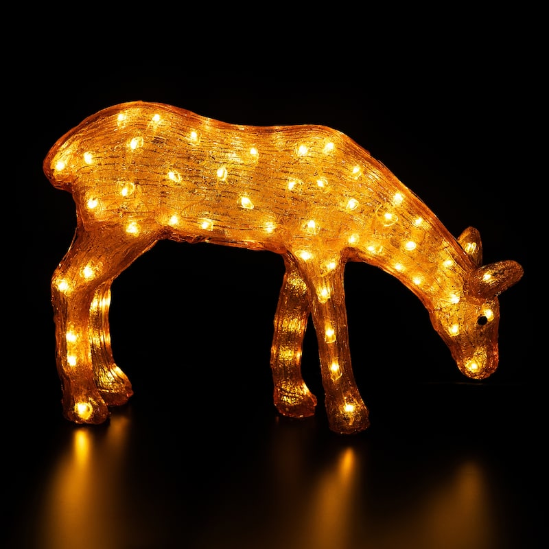 LED Commercial Grade Acrylic Reindeer Christmas Decor 22" White Lights - Brown