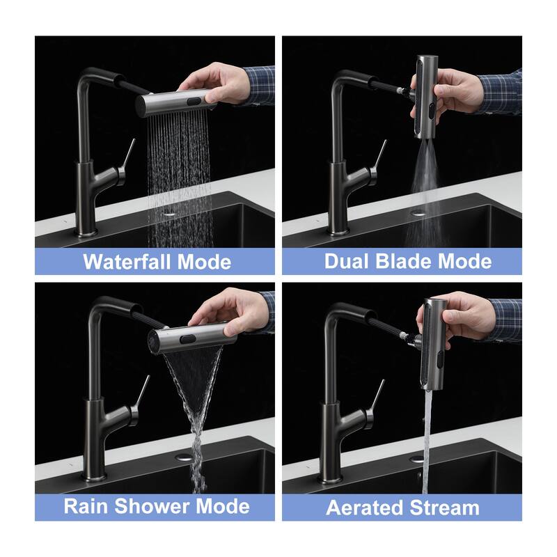 Drop-in Single Bowl 16 Gauge Stainless Steel Kitchen Sink with Pull-out Faucet