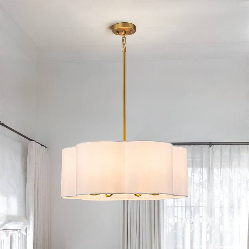 6-Light Dimmable Chandelier with Drum Fabric Shade