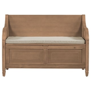 Euroco 42 Rustic Wooden Storage Bench With Cushion For Entryway