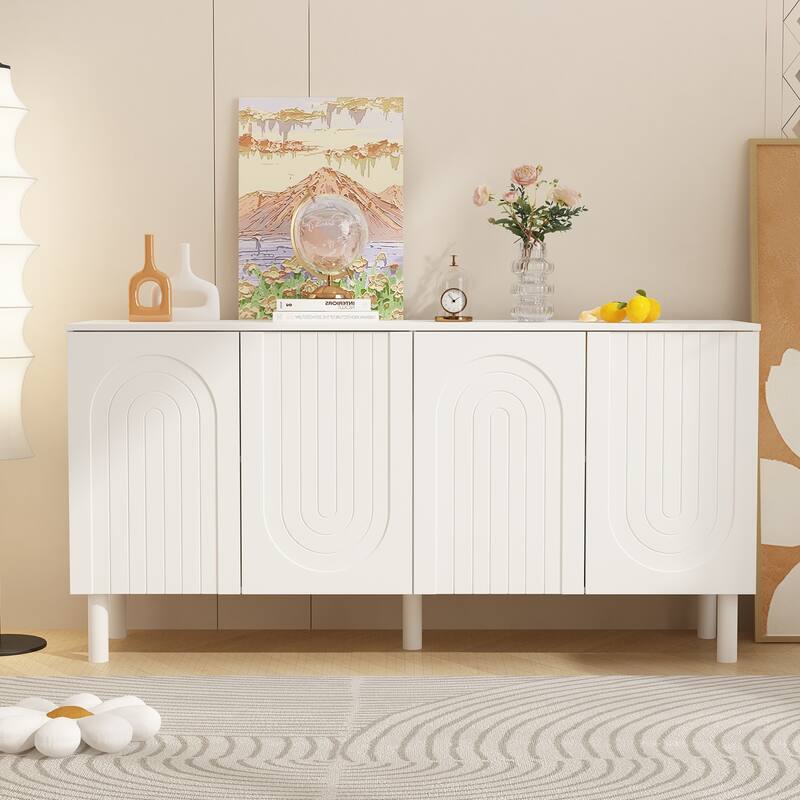 Storage Sideboard Cabinet with 4 Doors Buffet Sideboard End Table - 63.2"W