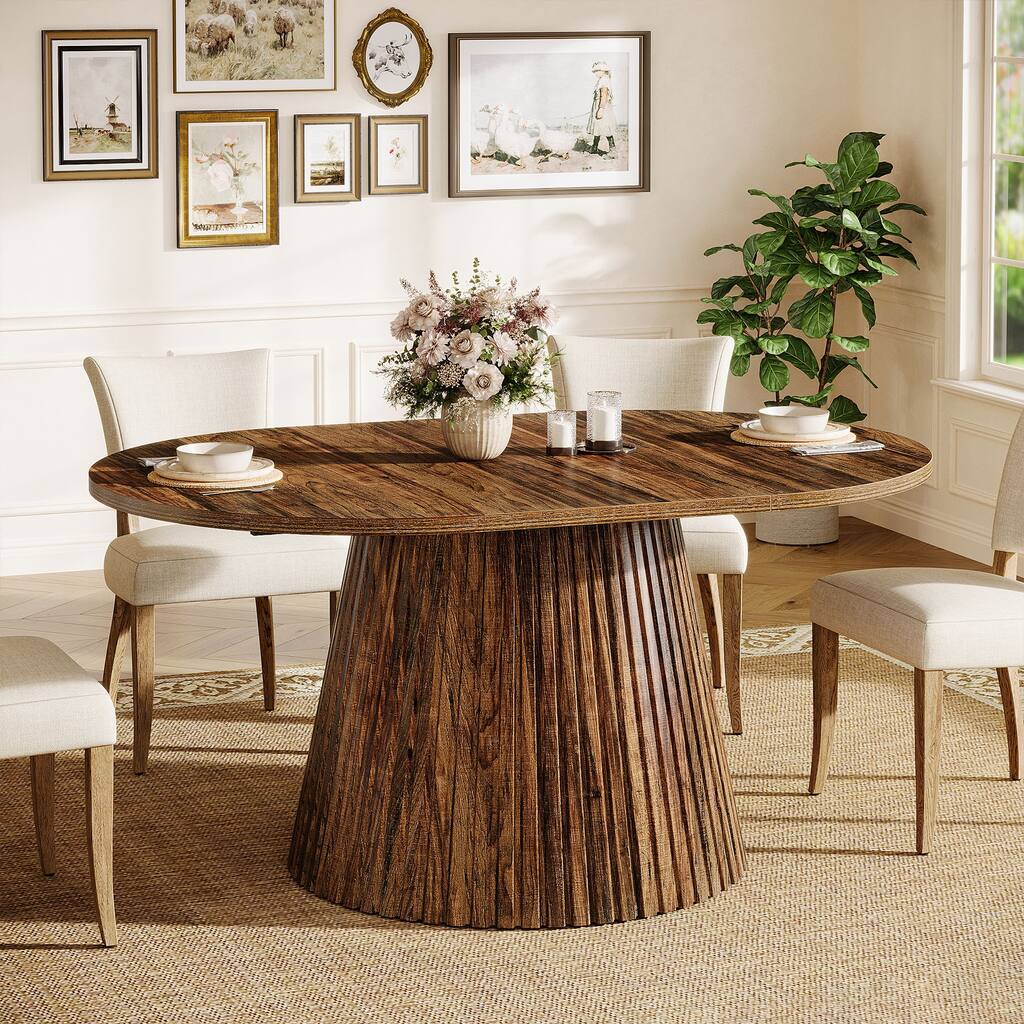59" Oval Kitchen Table with Heavy Pedestal