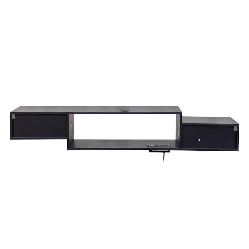 Wall Mounted Floating TV Stand with Charging Station
