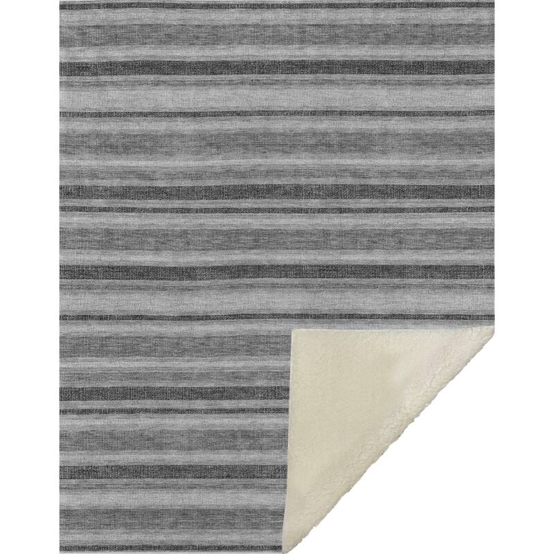 Premium Machine Washable Modern Stripe Sherpa Throw Blanket