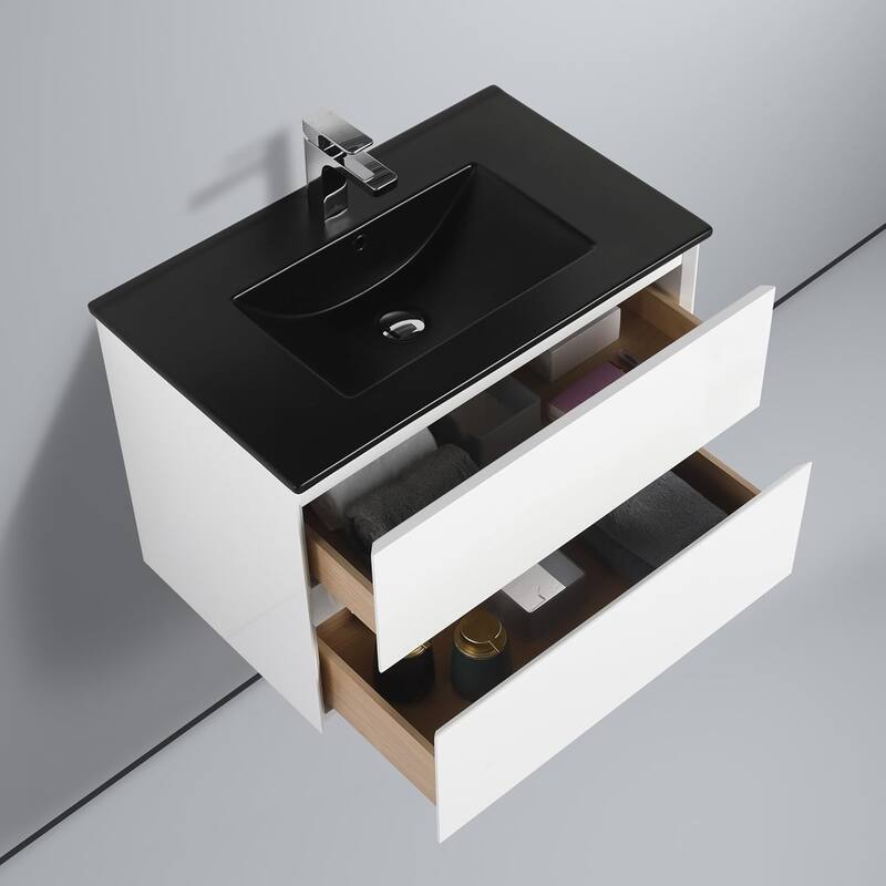 Blossom 30 Inch All Wood Wall Mounted Floating Bathroom Vanity with Sink