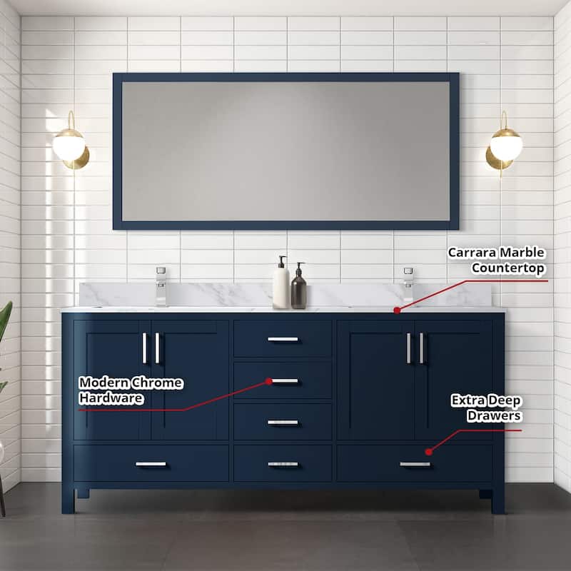 Jacques 72 in. W x 22 in. D Navy Blue Double Bath Vanity