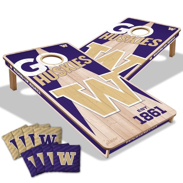 slide 2 of 4, Washington Huskies NCAA 2x4 Cornhole Board Set Include Carrying Case