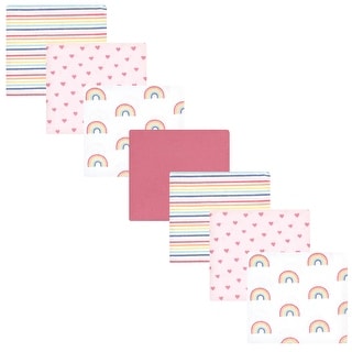Hudson Baby Infant Girl Cotton Flannel Receiving Blankets Bundle, Creative Rainbow, One Size - Creative Rainbow - One Size