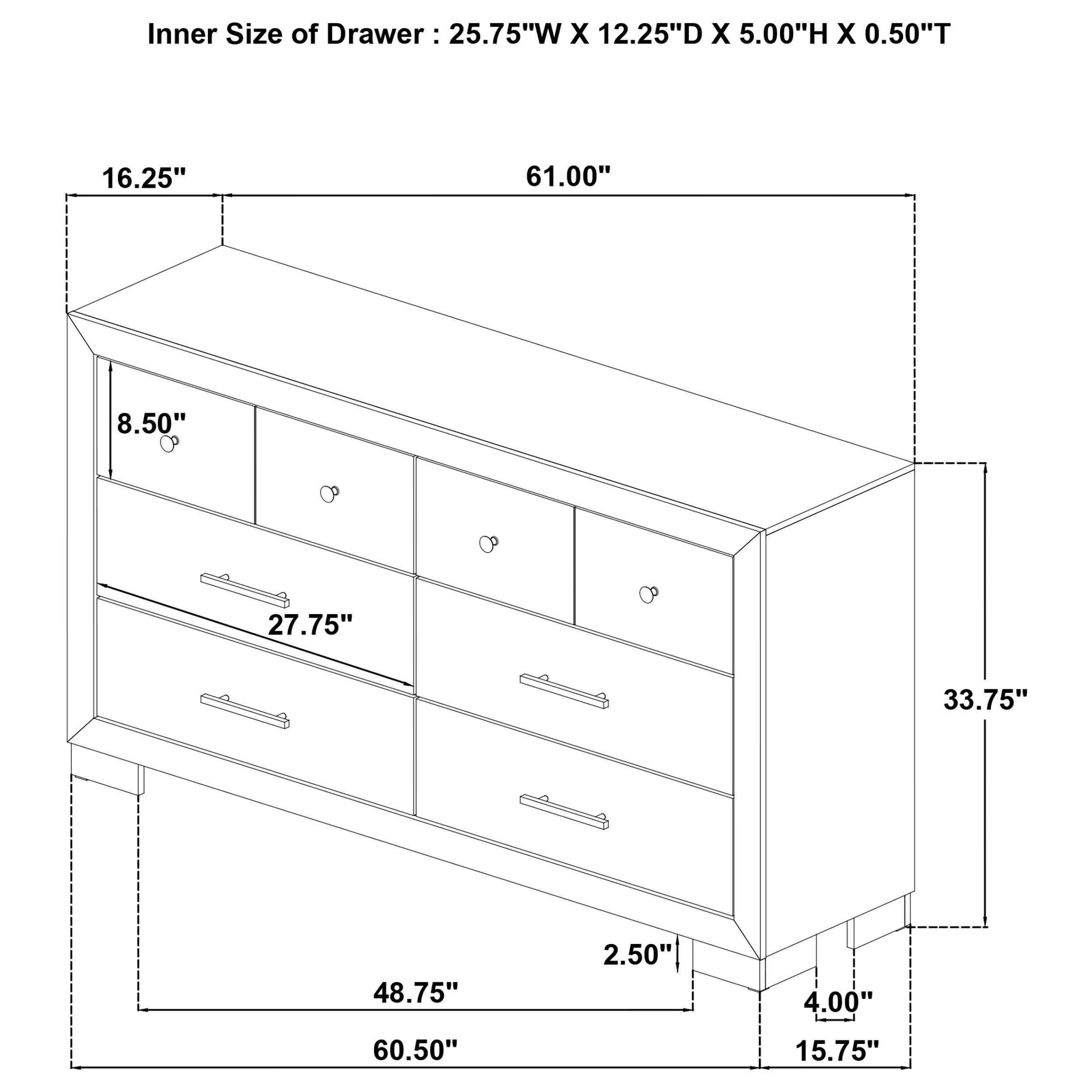 standard dresser height CorLiving Newport Black 5-Drawer NPT-300-T at brown walnut effect Moss 6 Drawer Dresser |