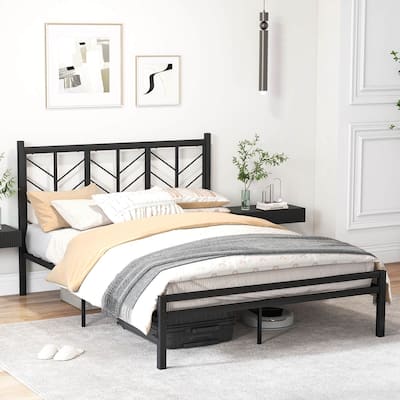 Costway Twin/Full/Queen Size Platform Bed with Headboard 11.5" Under