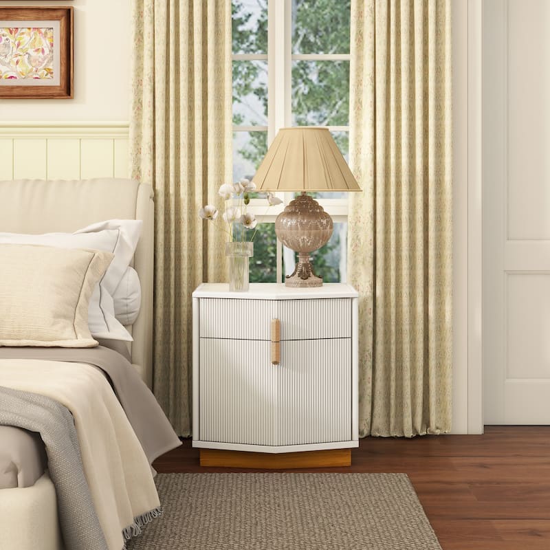 Christopher Knight Home - Silvio Nightstand with Manufactured Wood and Prism Silhouette