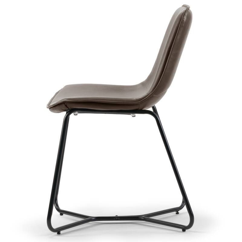 Set of 2 Amery Iron Frame Vintage Brown Faux Leather Dining Chair