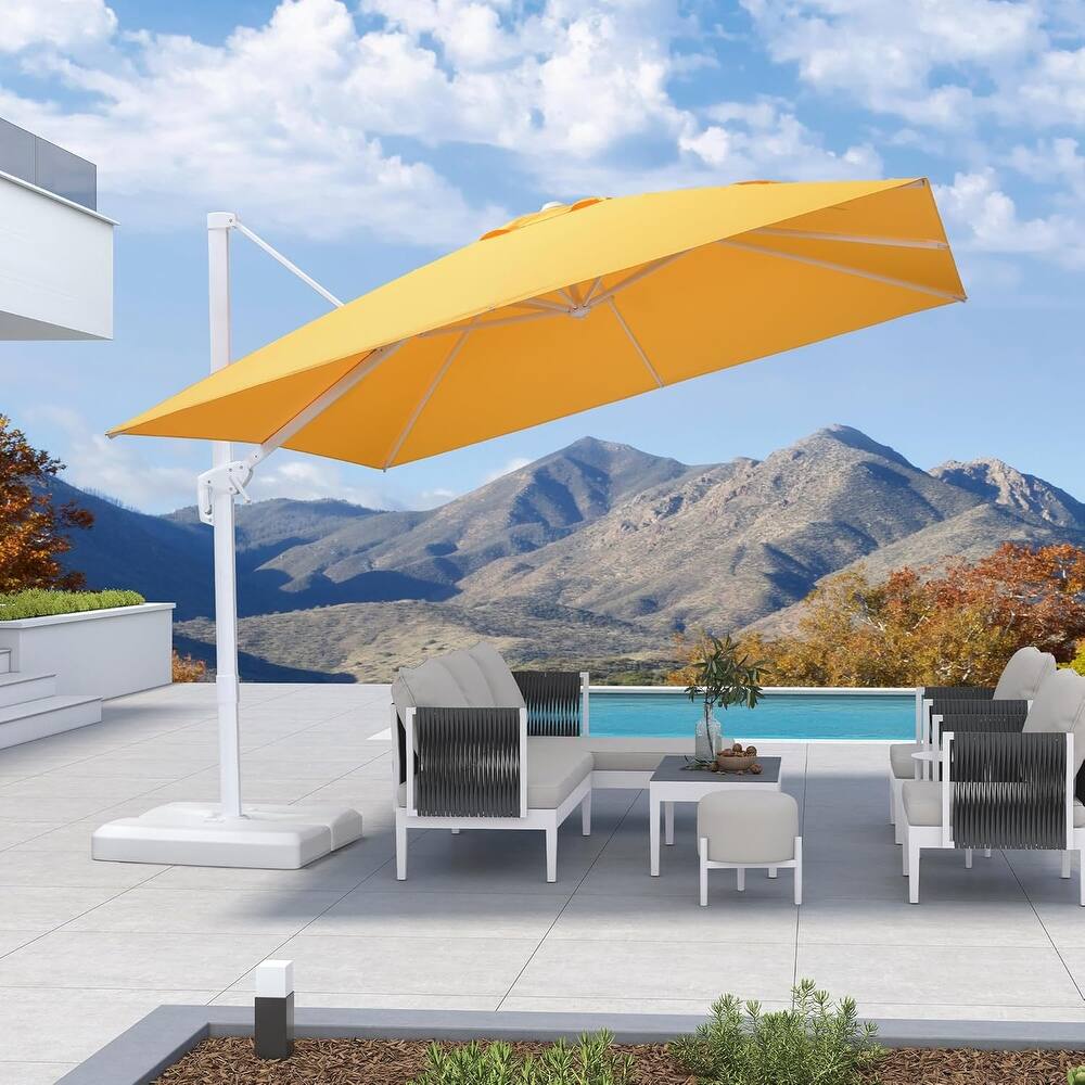 PURPLE LEAF 10 ft White Cantilever Patio Umbrella with 360 Degree Rotation