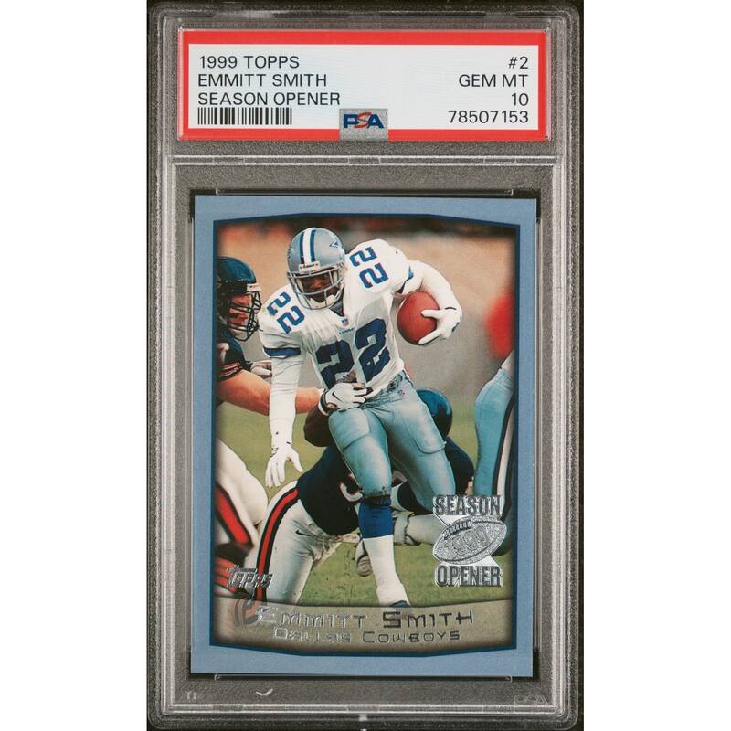 Emmitt Smith 1999 Topps Season Opener Football Card #2 Graded PSA 10 - 8'6" x 11'6"