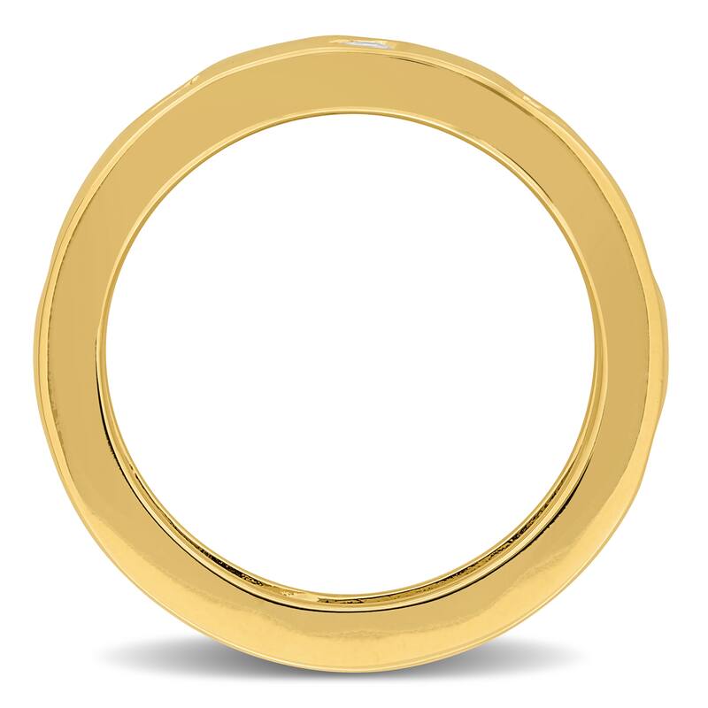 Miadora 1 1/2ct TGW Created White Sapphire Heart Eternity Ring in Yellow Plated Sterling Silver