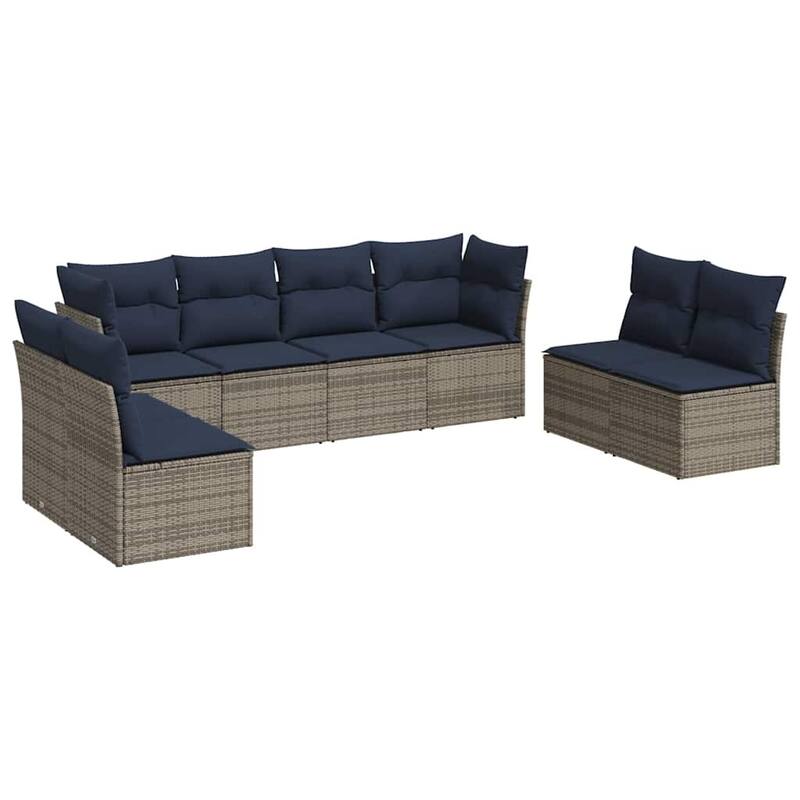 vidaXL 8/9 Piece Patio Sofa Set with Cushions Brown/Gray Poly Rattan - 24.4 x 24.4 x 27.2