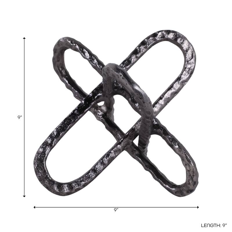 Contemporay Metal Round Edge Jack Decorative Object - 9.0"