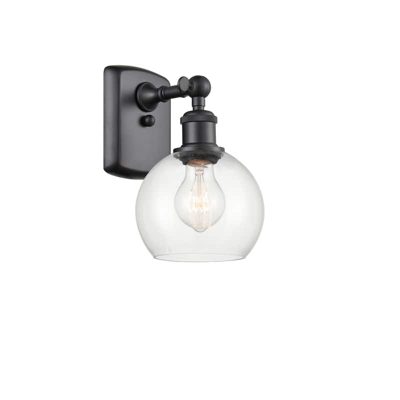 Innovations Lighting 516-1W-9-6 Athens Sconce Athens 9" Tall Wall - Matte Black / Clear