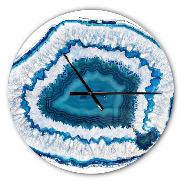 slide 2 of 6, Designart 'Blue Agate Crystal' Oversized Modern Wall CLock 16 in. wide x 16 in. high