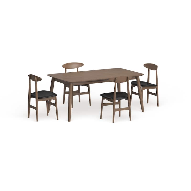 Carson Carrington Haapajarvi Mid-century Modern 5-piece French Oak Dining Set - 4 - Oak - Rectangular