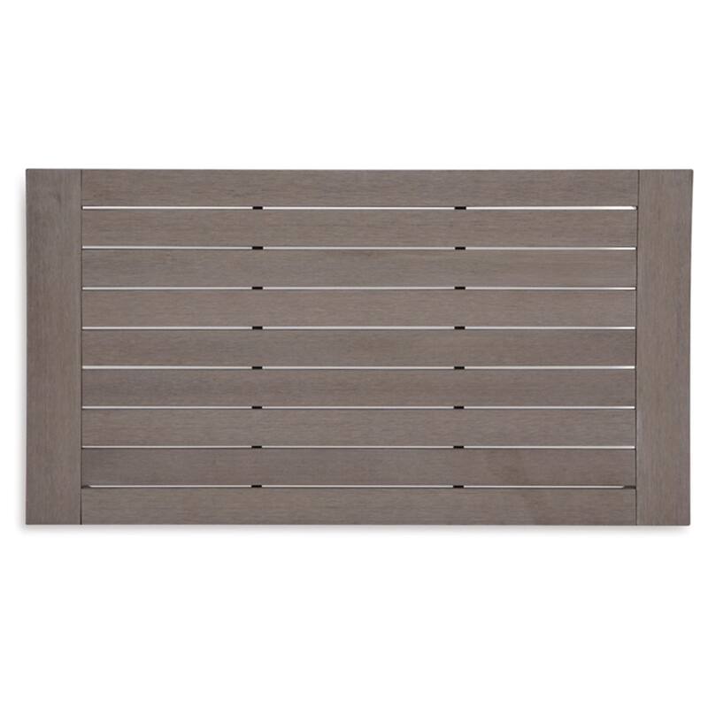 Karo 49 Inch Outdoor Coffee Table, Slatted Top, Modern Style, Taupe Brown