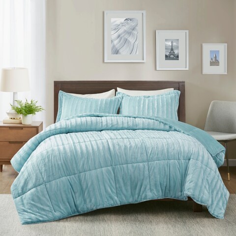 Madison Park York Faux Fur Comforter Mini Set
