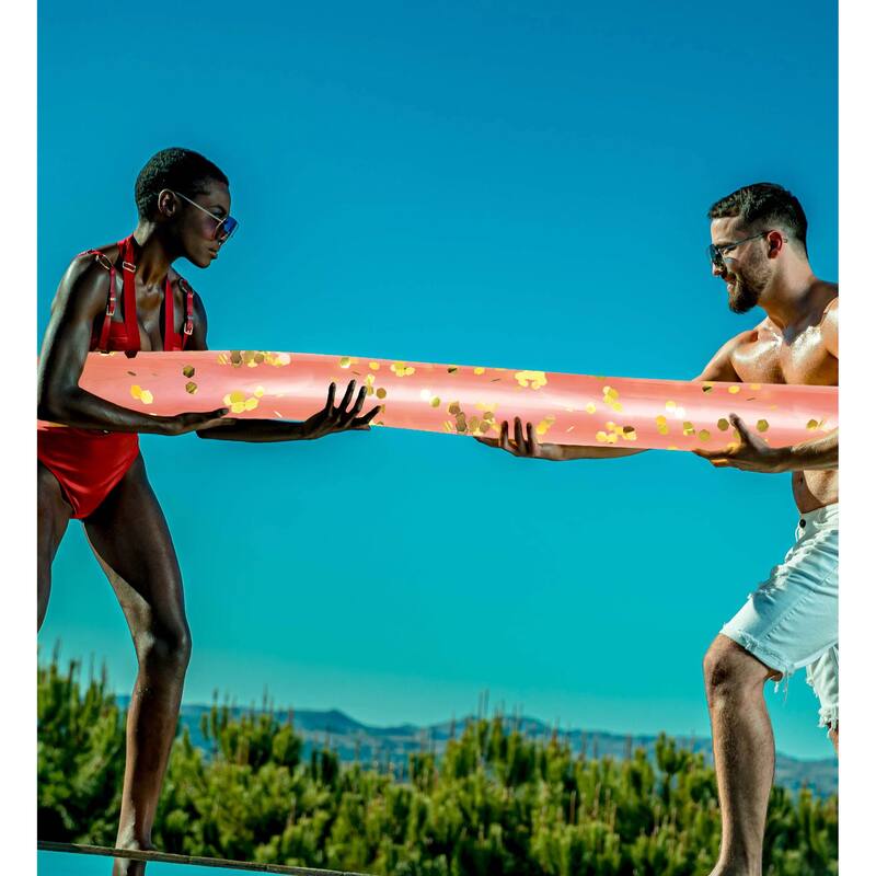 POZA Rose Gold Inflatable Beach Balls and Giant Pool Noodles - 4 Pack - ‎74 x 6 x 6 inches