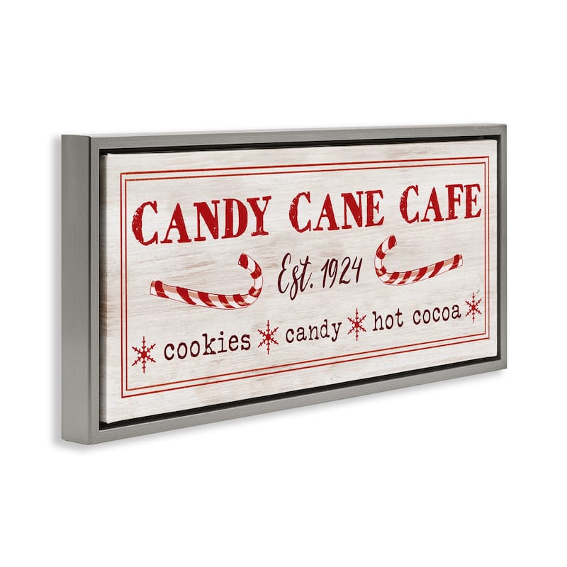 Stupell Vintage Candy Cane Cafe Framed Floater Canvas Wall Art Design By Dogwood Portfolio