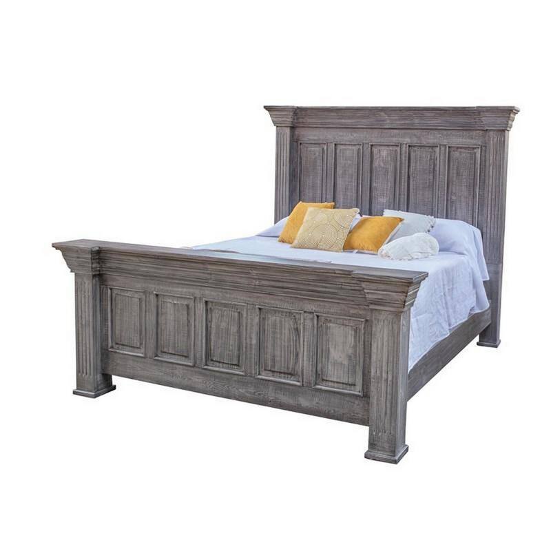 Siya Queen Size Bed, Clean Rustic Headboard and Footboard, Gray Finish