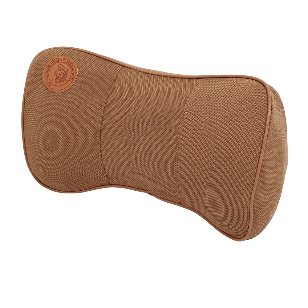 Car Seat Neck Pillow Memory Foam Headrest Cushion with Adjustable Strap – Brown (Brown)