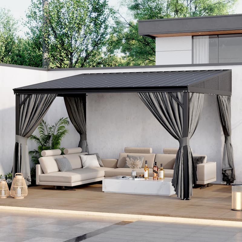 Aluminum Patio Gazebo Curtains Mosquito Netting Outdoor Canopy Backyard Poolside Garage Door