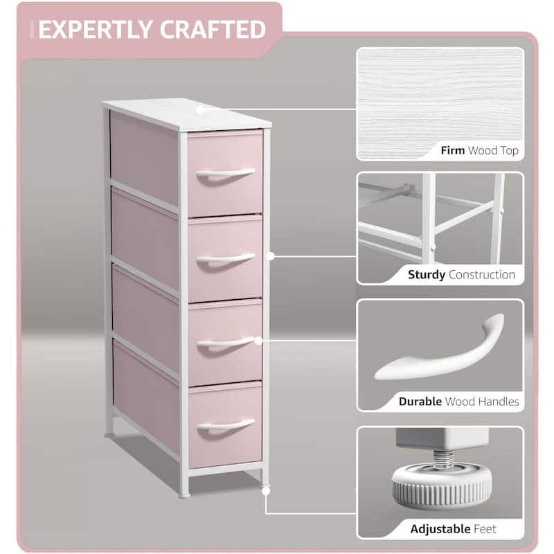 Narrow Dresser Tower with 4 Drawers - Vertical Storage for Bedroom