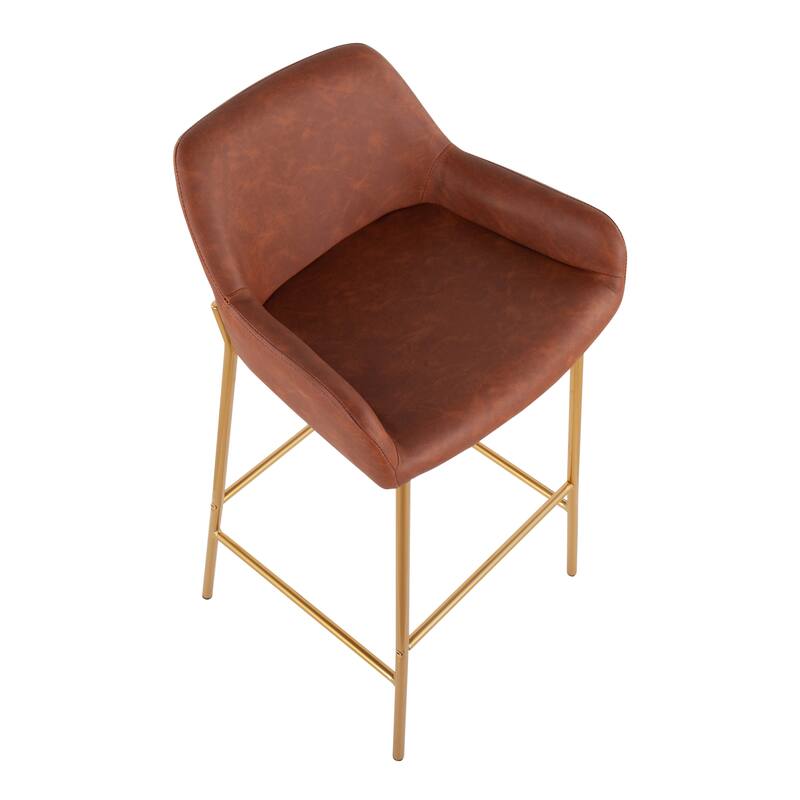 Silver Orchid Galotti Gold Fixed-Height Upholstered Bar Stool - Set of 2