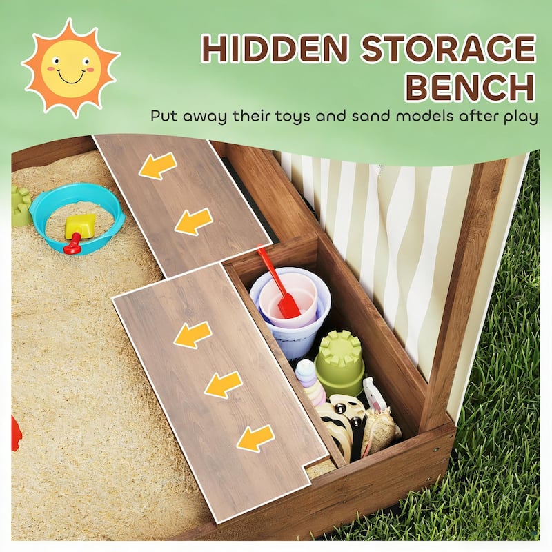 GDFStudio Outdoor Nilo Kids Sandbox with Canopy, Seating, and Storage