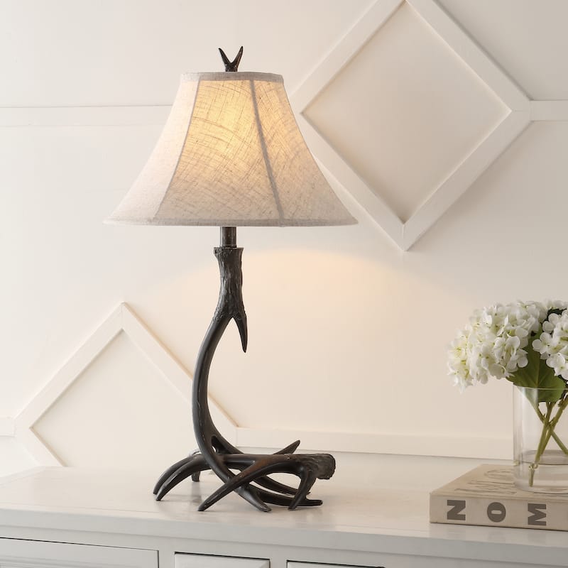 Eldora 27.5" Rustic Resin LED Table Lamp, Brown by JONATHAN Y - 27.5