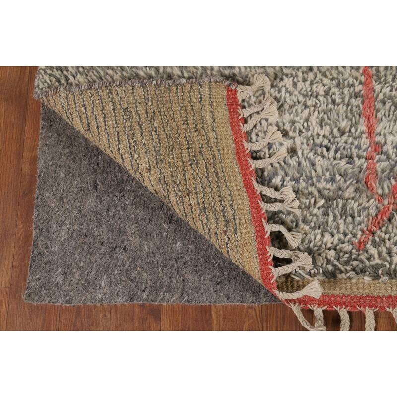 Geometric Plush Moroccan Oriental Area Rug Hand-Knotted Wool Carpet - 7'0" x 10'9"