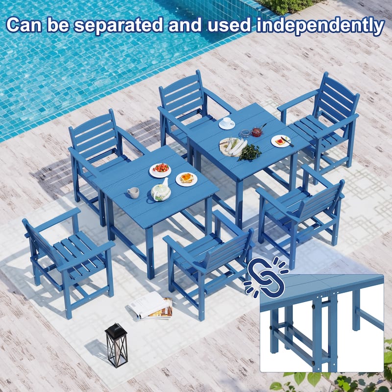 7-Piece HDPE Outdoor Dining Table Sets