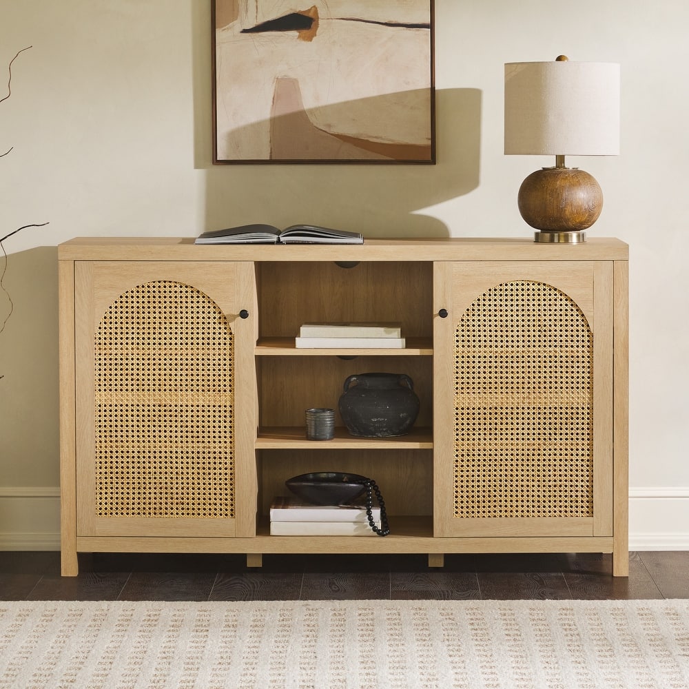 Walker Edison 2-Door 58-inch Sideboard with Arched Rattan Panels